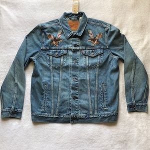 Levis reeves Retro Embroidered Eagle Denim Jacket
